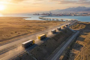 Asya ve Avrupa'yı birbirine bağlayan Orta Koridor ve Kalkınma Yolu üzerinde uluslararası taşımacılık yapan lojistik tır filosu.